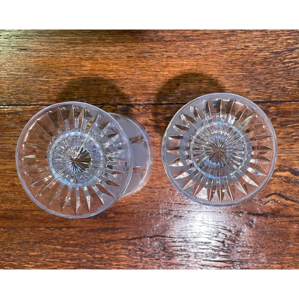 Vintage Hand Blown Crystal Pedestal Water Goblets, Frosted Design, Set of 2